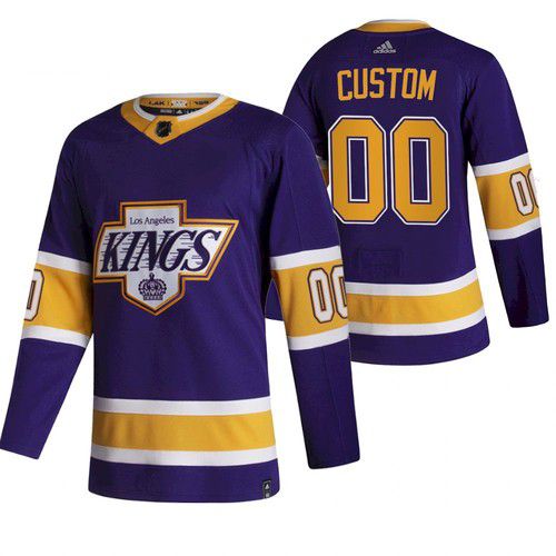 Men Los Angeles Kings 00 Custom Purple NHL 2021 Reverse Retro jersey